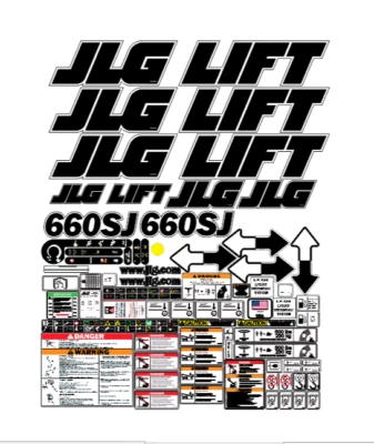 JLG 660SJ Boom Lift Decal Kit - SN 0300068000 to 0300087000 7 YEAR VINYL! - Image 1 of 2