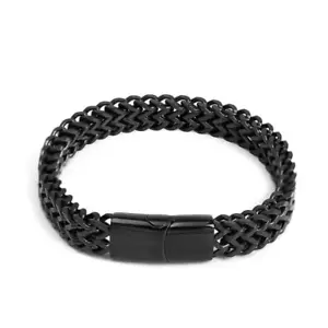 "Men's Cuban Curb Chain Bracelet Heavy Duty, Black Stainless Steel - Picture 1 of 1