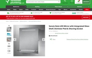 Sensio Nyla LED Spiegel mit integriertem Glasregal & Demister UVP: £229 - Bild 1 von 5