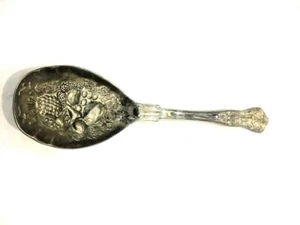Vintage Ornate Spoon Fruit Embossed Silver plate 8"Flatware Decor Kitchen ART - Picture 1 of 12