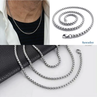 Collana catenina 45 cm 60 cm in acciaio inox  uomo donna maglia rinforzata - Immagine 1 di 4