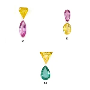 RARE! AAA +Yellow Ruby ,Emerald Gemstone Marquise Pear Oval ,Triangle Shape 2pcs - Picture 1 of 4
