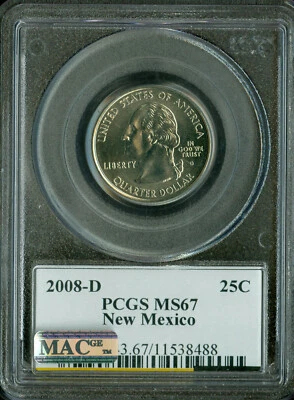 2008 D NEW MEXICO QUARTER FLAG PCGS MS67 PQ BUSINESS STRIKE MAC SPOTLESS * - Image 1 of 2