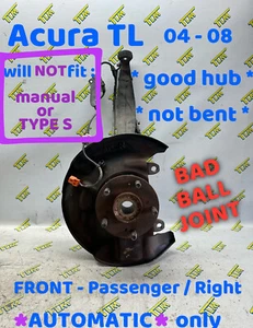 04 - 08 Acura TL FRONT Knuckle Spindle PASSENGER RIGHT 05 06 07 08 Automatic OEM - Picture 1 of 5