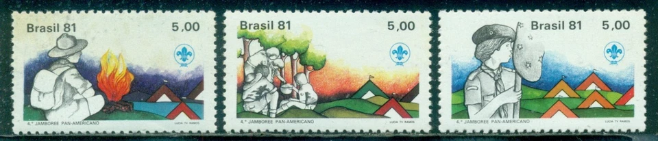 JUEGO BRAZIL SCOTT # 1730-1732, SCOUT JAMBOREE, COMO NUEVO, OG, NH, ¡GRAN PRECIO! Foto 1 de 1