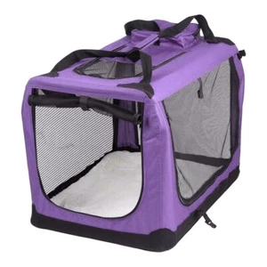 AVC Fabric Pet Carrier Purple Folding Dog Cat Puppy Travel Transport Bag (Large) - Picture 1 of 5