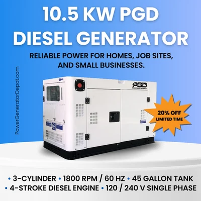 10.5kW Power Generator Depot Diesel Generator Set Single Phase - Image 1 of 2