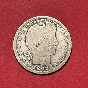 (1) Beautiful Antique 1897-S Barber Quarter G-GOOD KEY DATE  - Picture 1 of 9
