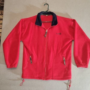 Vintage Blarney Woolen Mills Fleece Zip Up Jacket Active Ireland ~ Size Med. Red - Picture 1 of 12