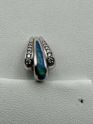 Opala de diamante Kabana realçador deslizante ouro branco 14k - Imagem 1 de 4