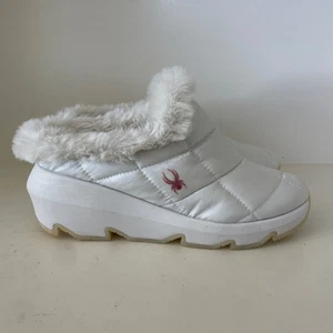 Spyder Conway Women's NWOT 9 fuzzy clogs slippers shoes wedge lily white - Picture 1 of 7