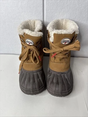 Nautica Boys U S Size 2 Brown Boots Lace Up Insulated Faux Fur Lined Waterproof - Image 1 of 4