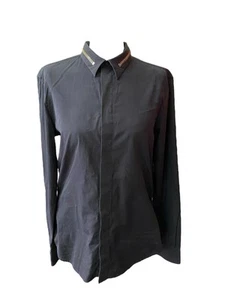 Givenchy Cotton Button Up Shirt Slim Fit With Zip Detail Collar Black - Size 40 - Picture 1 of 7