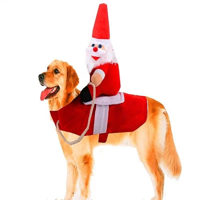 Ropa de dibujos animados para mascotas correr Papá Noel perro ropa de Navidad divertido disfraz de vacaciones Foto 1 de 4