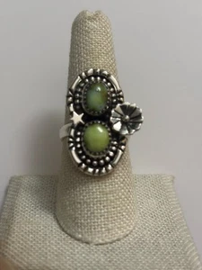 Anillo de Plata de Ley Palamino Turquesa Verde Suroeste Talla 8 - Imagen 1 de 6