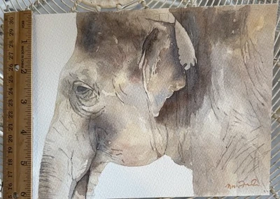 Watercolor elephant • Original Work • approx 6x8 inches  See Description - image 1 of 2