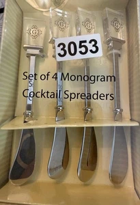 Mango Moon 6" Monogramm Cocktail Käse Streuer Initiale "G" 4er Set NEU - Bild 1 von 2