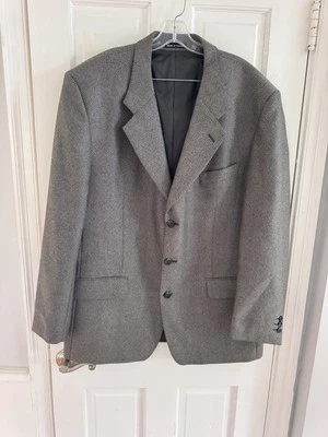 Blazer para hombre Yves Saint Laurent 100 % lana Worsted gris micro perros talla 46L YSL Foto 1 de 4