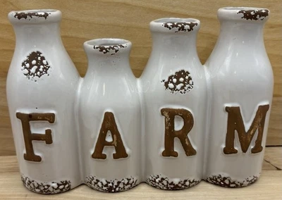 Rustic Ceramic FARM Bud Vase – 7.5”x5.5” Farmhouse Bottle Style Planter Decor - Image 1 of 3