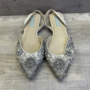 Blue By Betsey Johnson SB Molly Ivory Neutral Glitz Flats Womens size 7 - Picture 1 of 10