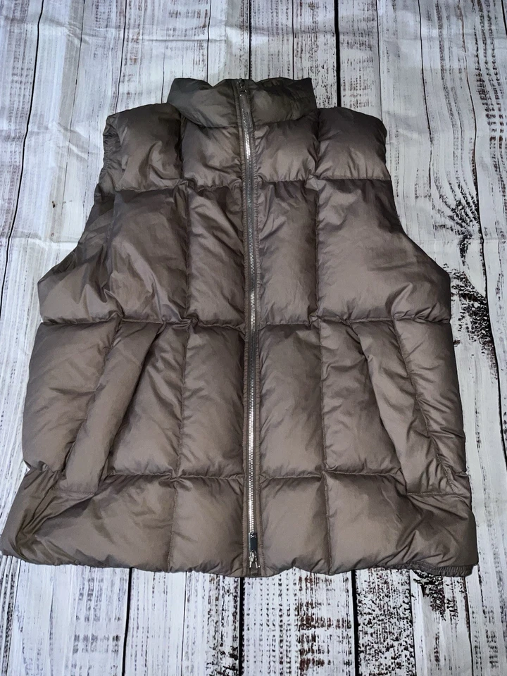 Theory 卷曲背心无袖夹克 XL 码棕色全拉链 (155) — 第 1/4 张图片