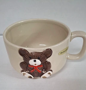 Vintage 1980 Handpainted 3D Teddy Bear Soup Mug / Otagiri / Japan - Picture 1 of 8