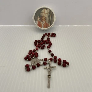 Vatikan Jubiläum 2000 Holz Rosenkranz Perlen Katholisch Gebetskette Kreuz - Bild 1 von 3