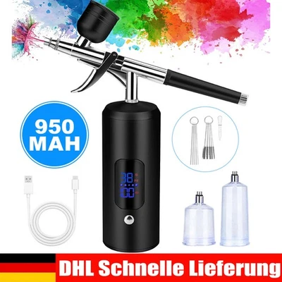 Airbrush Set Spritzpistole mit Kompressor Kabellose Mini Air Brush Tragbares DE - Bild 1 von 4