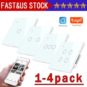 1/2/3/4 Gang WiFi Smart Wall Touch Light Switch Glass Panel For Alexa/Google APP - Picture 1 of 15