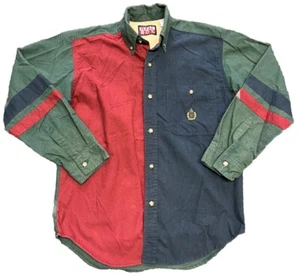 Vintage Bugle Boy Button Up Long Sleeve Shirt Color Block Men’s Small - Picture 1 of 6