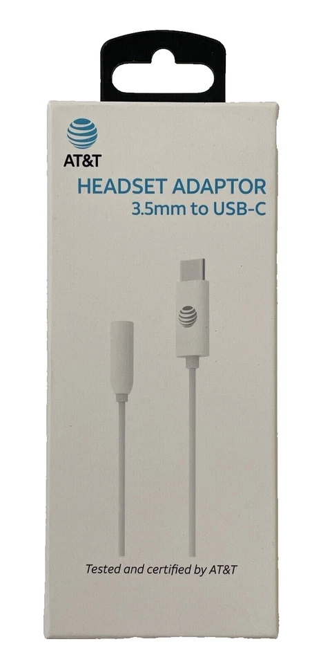 Adaptador de auriculares de audio AT&T de 3.5mm a USB-C - Blanco NUEVO !! Foto 1 de 1