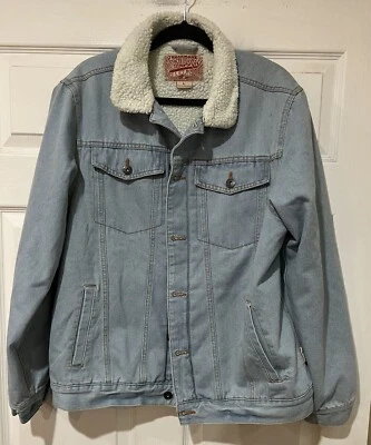 Trademark Brooklyn Cloth Sz L Blue Sherpa Lined Denim Jean Jacket w/Pockets EUC - Image 1 of 4