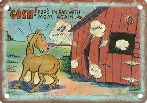 1940er Leinen Comic Postkarte Curt Teich MWM 12" x 9" Reproduktion Blechschild ZJ41 - Bild 1 von 1