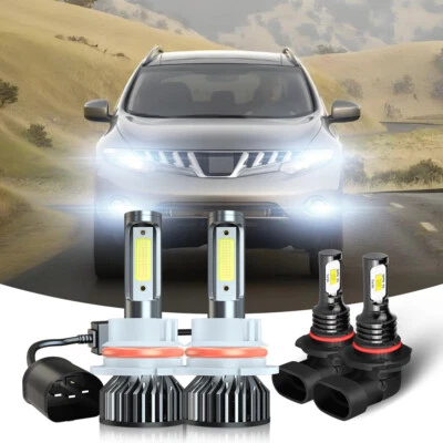 Para Nissan Murano 2003-2008 4X Faros LED haz alto y bajo + Kit de faros antiniebla Foto 1 de 4