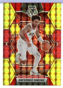 2022-23 Panini Mosaic Choice Fusion Red Yellow Prizm #11 Anfernee Simons 53/88