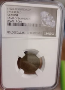 India 1904-1931- 2P Paisa Hyderabad NGC Genuine Golconda Land Of Diamonds - Picture 1 of 3