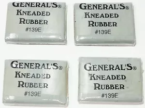 Lot of 4 General's Eraser Grey Kneaded Rubber #139E - Picture 1 of 2