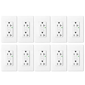 GFCI Toma 20 Amperios Indicador LED No-TR Receptáculo de Pared con Placa de Pared Decorativa ×10 - Imagen 1 de 12