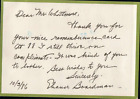 Autographed Written & Signed card from Silent Screen Star Eleanor Boardman