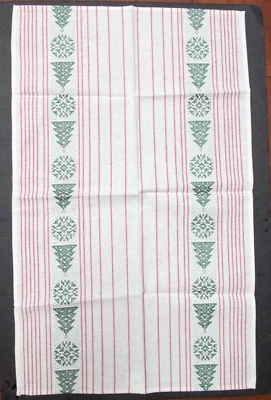 VTG Hungary kitchen towels white red green Christmas trees  set of 3 never used - Image 1 of 4