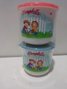 Set of 2-Campbells SOUP HOT 'N HANDY 16oz MUG + LID Bowl Cup Dish Microwavable  - Picture 1 of 4