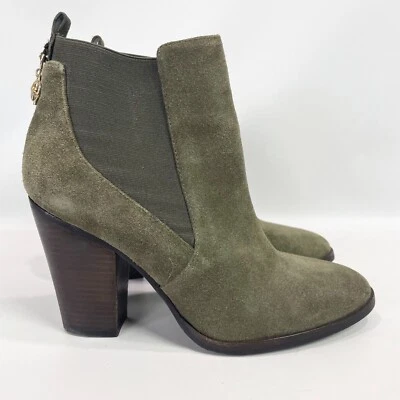 Michael Kors Womens 9.5 Chelsea Ankle Boot Green Suede Heeled Pull On Bootie - Image 1 of 4