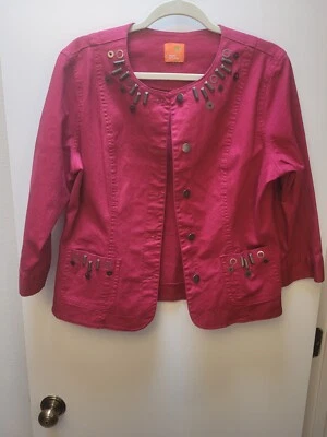 Chaqueta corta Hearts Of Palm para mujer rosa/fushia M bolsillos adornados y botones Foto 1 de 4