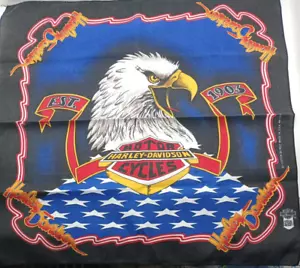 Bandana Vintage Harley Davidson American Eagle Biker Rag Made USA Prodotto Ufficiale - Foto 1 di 5