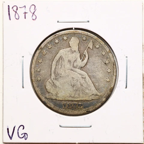 1878 50C Seated Liberty Half Dollar in VG Condition #BH00119 Cover