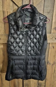 Vintage Calvin Klein Performance Women Long Black Puffer Vest Size S/P Full Zip - Picture 1 of 5