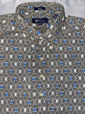 Reyn Spooner Marrón Estampado Tortuga Marina Manga Corta Popover Hawaiano M Calce Clásico Foto 1 de 4