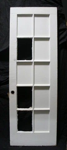 32"x94"x2 Antique Vintage Wooden Wood Exterior Entry French Door 10 Window Glass Cover