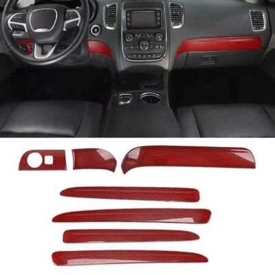 7x Red Carbon Center Console Dash &Door Panel Cover Trim for Dodge Durango 14-20 Foto 1 de 4