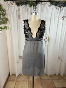 LA PERLA Silk/Lace Gray & Black Slip Dress Lingerie Nightgown sz S Made in ITALY - Picture 1 of 11